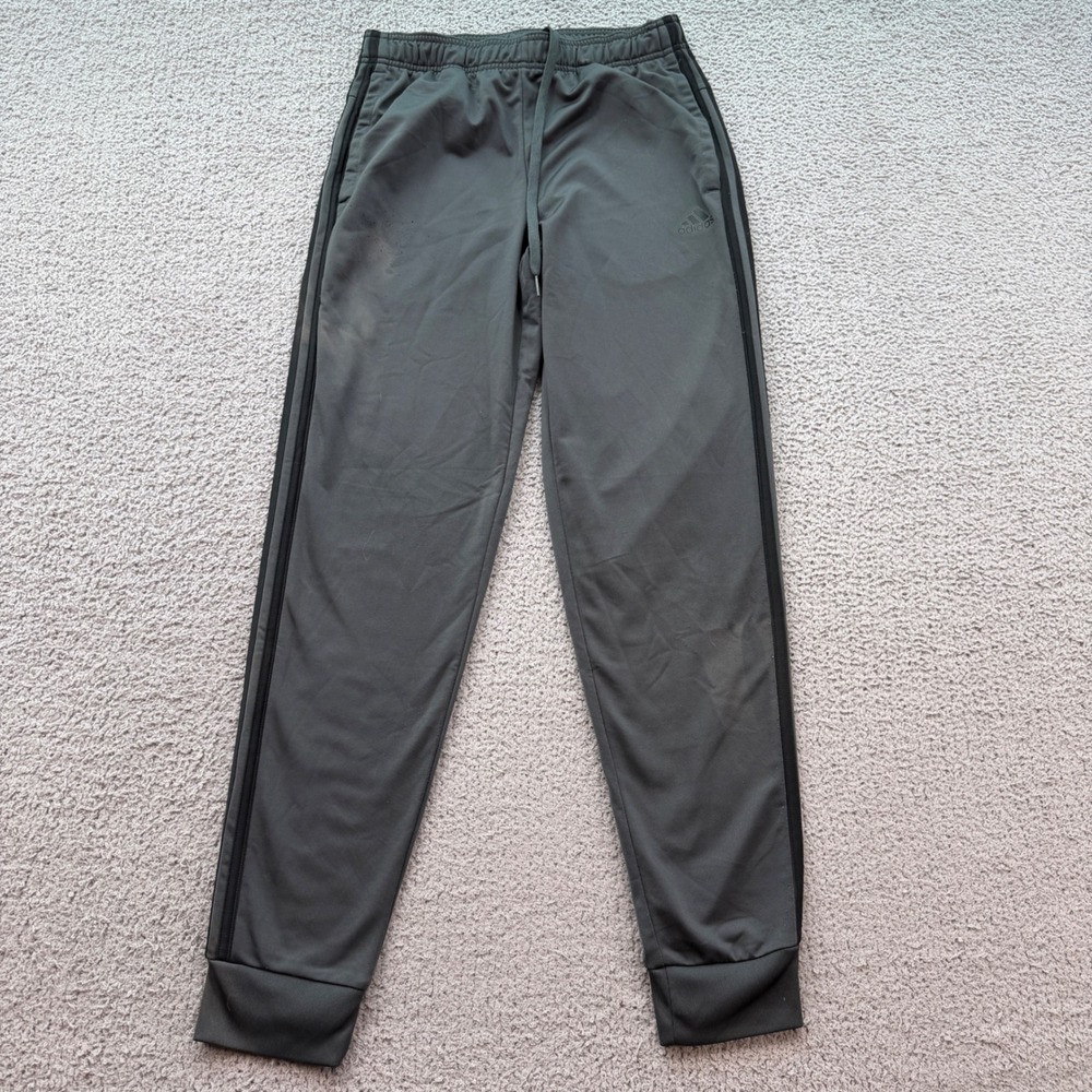 Adidas Mens Grey Three Stripe Athletic Track Pants Joggers H46109 Size Small